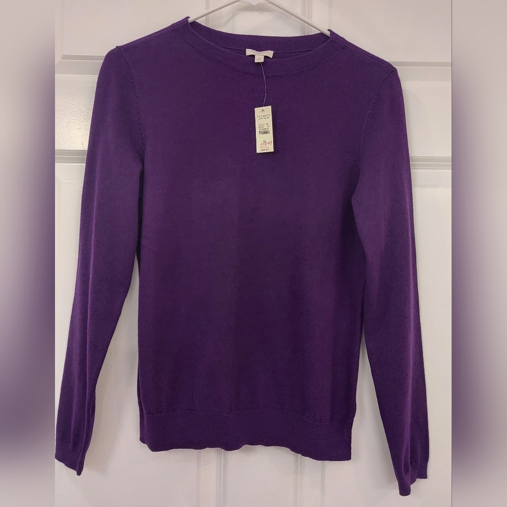 TALBOTS | NWT SP Deep Purple Cotton Blend, Fine Gauge, Crewneck Sweater.